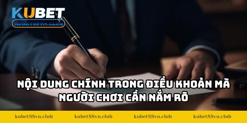 Nội dung chính trong điều khoản mà người chơi cần nắm rõ